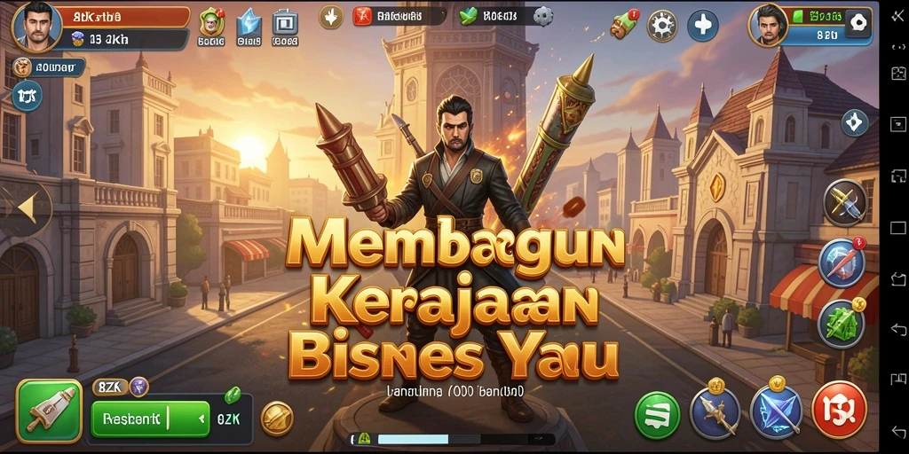Tampilan gameplay 8ZK dengan elemen manajemen bisnis yang menarik.