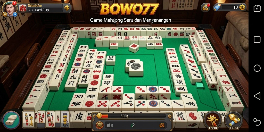 Tampilan gameplay seru di BOWO77 dengan kartu Mahjong.