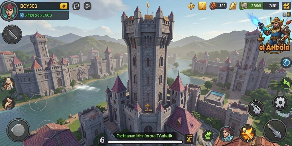 Tampilan memukau dari gameplay Tower Defense di BOY303.