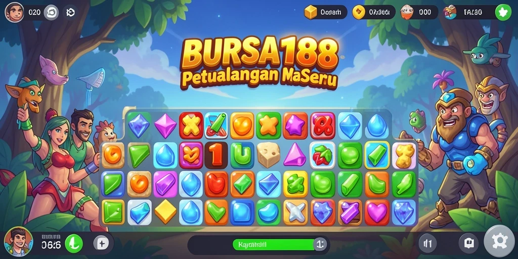 Gameplay match-3 BURSA188 yang penuh warna dan interaktif.