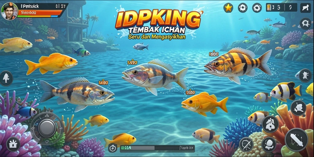 Screenshot IDPKING menampilkan aksi seru menembak ikan.
