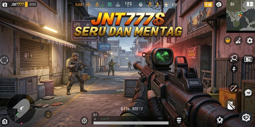 Tangkapan layar dari gameplay JNT777 yang penuh aksi FPS.