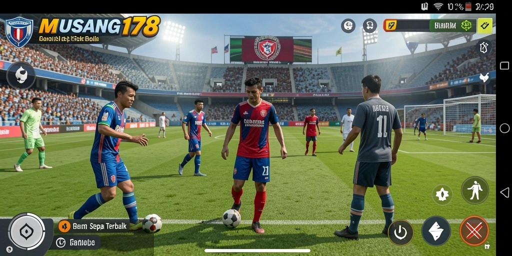 Gameplay seru di lapangan sepak bola dengan grafik menawan.