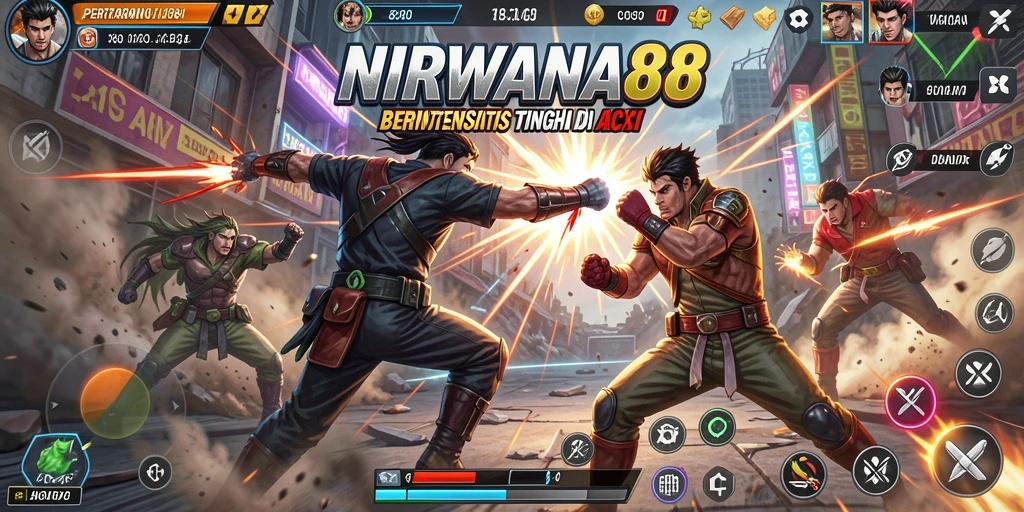Tangkapan layar gameplay NIRWANA88 menampilkan aksi bertempur yang mendebarkan.
