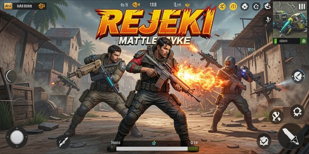 Tampilan seru gameplay Battle Royale di REJEKI.