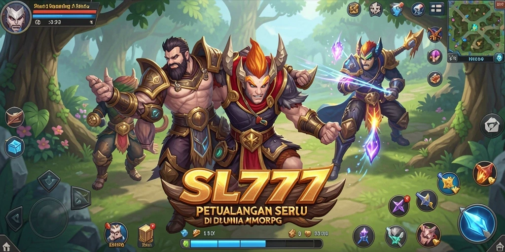 Tampilan layar utama dengan pertempuran mendebarkan di dunia MMORPG.