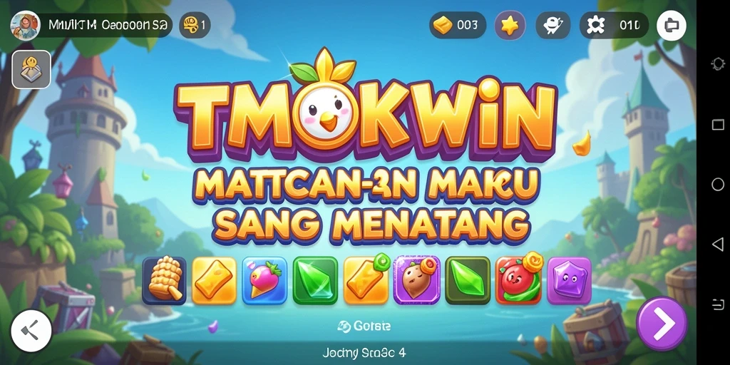 Tangkapan layar gameplay TMOKWIN yang menunjukkan aksi match-3 yang seru.